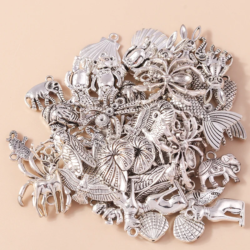 Leslie 10 Stück silberfarbene Metall-Tier-Anhänger, Legierung, Eule, Hund, Spinne, Elefant, Charms, DIY-Schmuckherstellung, Halsketten, Armband, Basteln – Detail 5