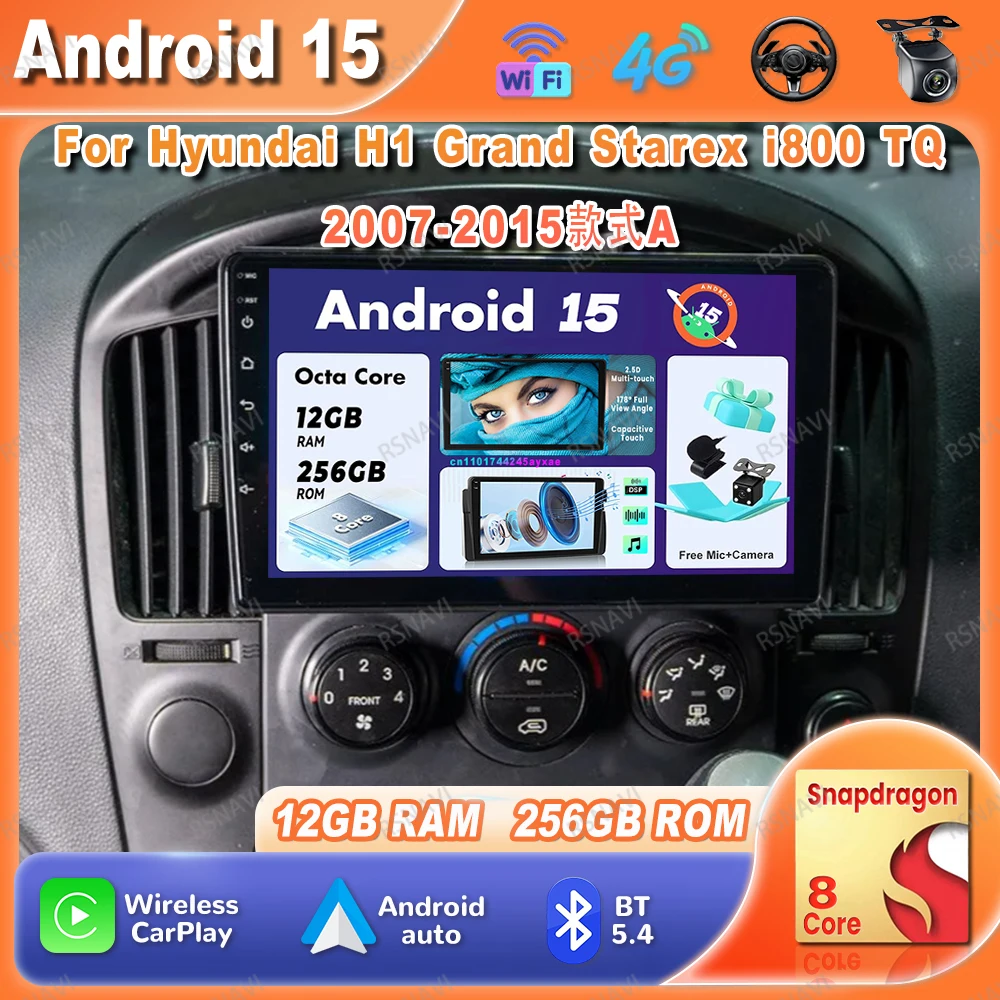 

Car Radio Android 15 For Hyundai H1 Grand Starex I800 TQ 2007-2015 4G LTE BT Stereo GPS 5G WIFI DSP DVD QLED Qualcomm Navigation