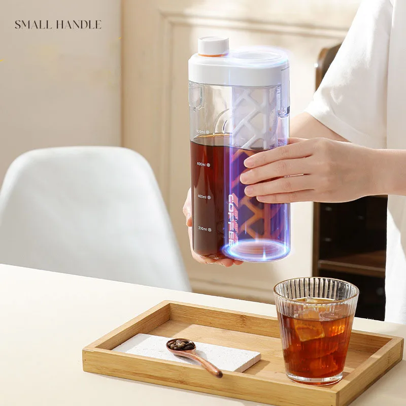 800ML Cold Brew Press Type Iced Tea Infuser Pitcher Tea Maker 350 Mesh Fine Summer Portable Coffeeware Pot Manual for Kitchen