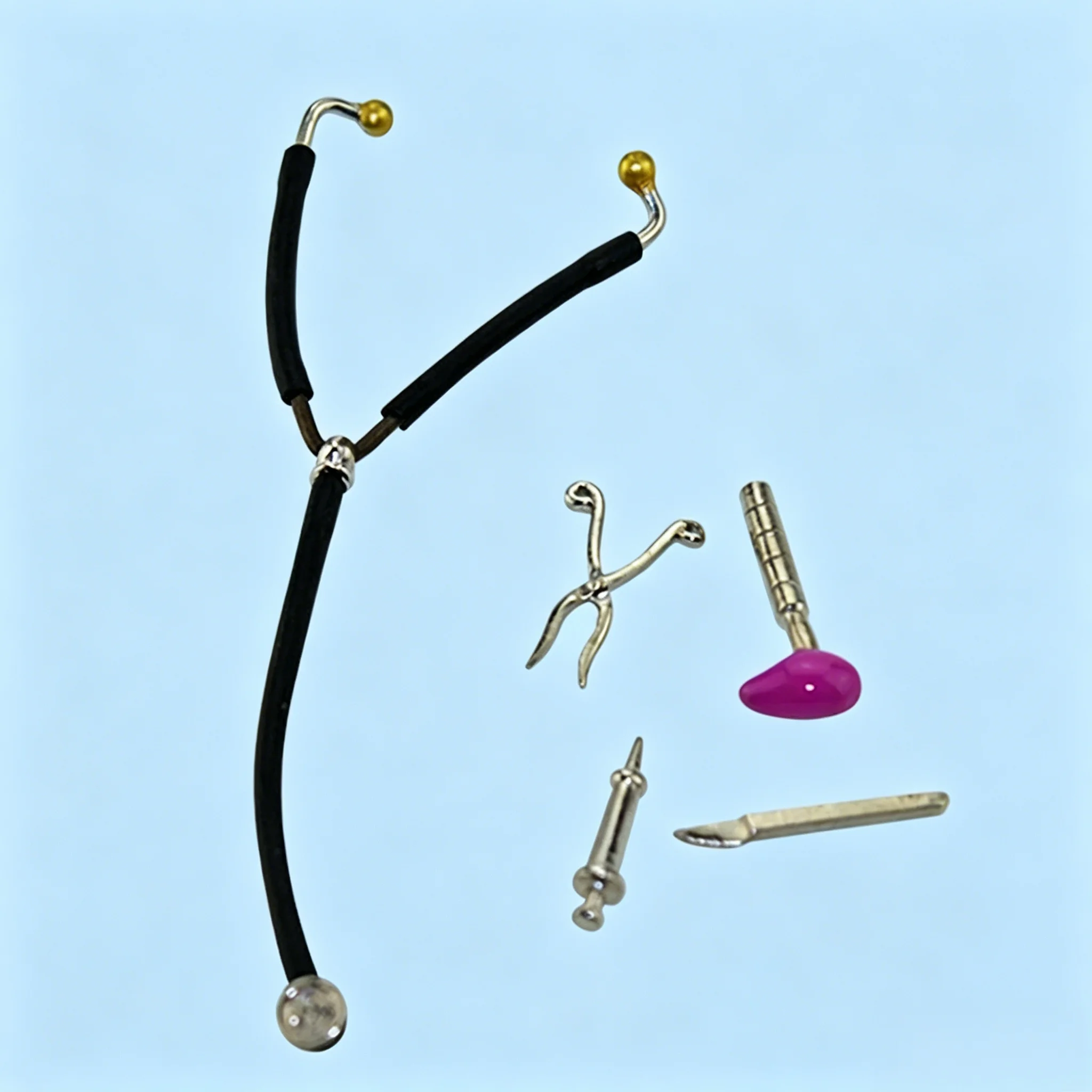 Mini outils de docteur pour maison de poupée 1/12, ensemble de stéthoscope, seringue et scalpel, 5 pièces
