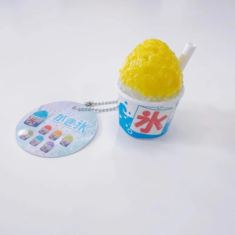 Cute Gashapon Kawaii Figure Anime Miniature Summer Shave Ice Cub Snack Food Keychain Pendant Model Capsule Toys Doll Decor Gift