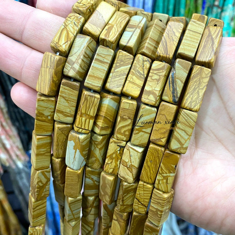 Natural Stone Cuboid 8x20mm Green Aventurine Loose Spacer Beads for Jewelry Making Diy Necklace Bracelet Charms Accessories 15''