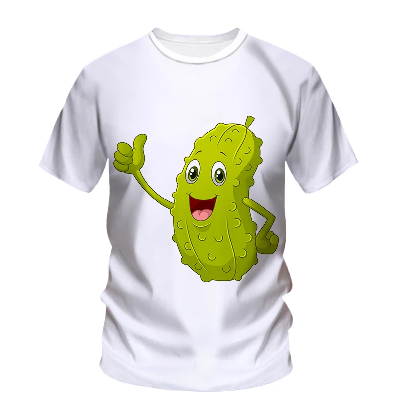 Summer Fashion Funny Cartoon Fruits and Vegetables graphic t shirts For Unisex Trendly Men Casual Street Print Short Sleeve Tees