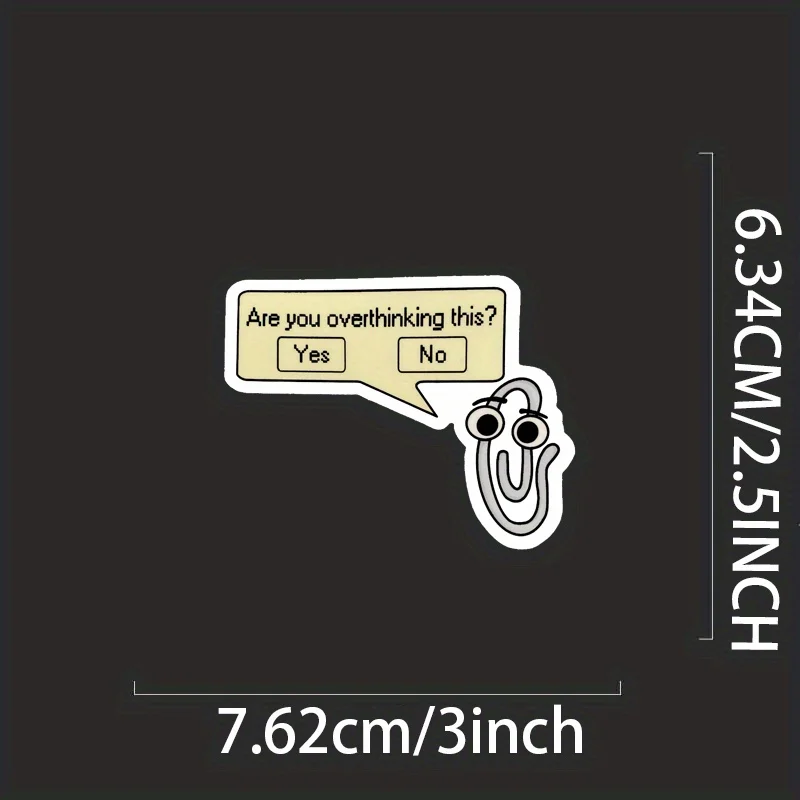 Am I overthinking too much?？FunClippySticker，Suitable for Laptop、Car、Skateboard、Water Bottle