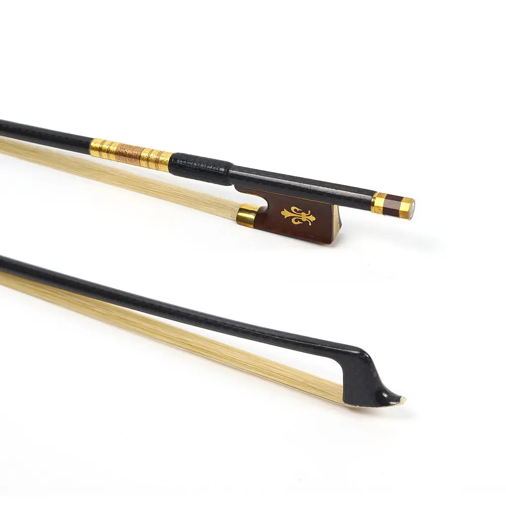 

Advance 4/4 Violin Bow Golden Silk Braid Carbon FIber Bows Hair Snakewood Frog Poplar Blossom Inlay Professional Upright