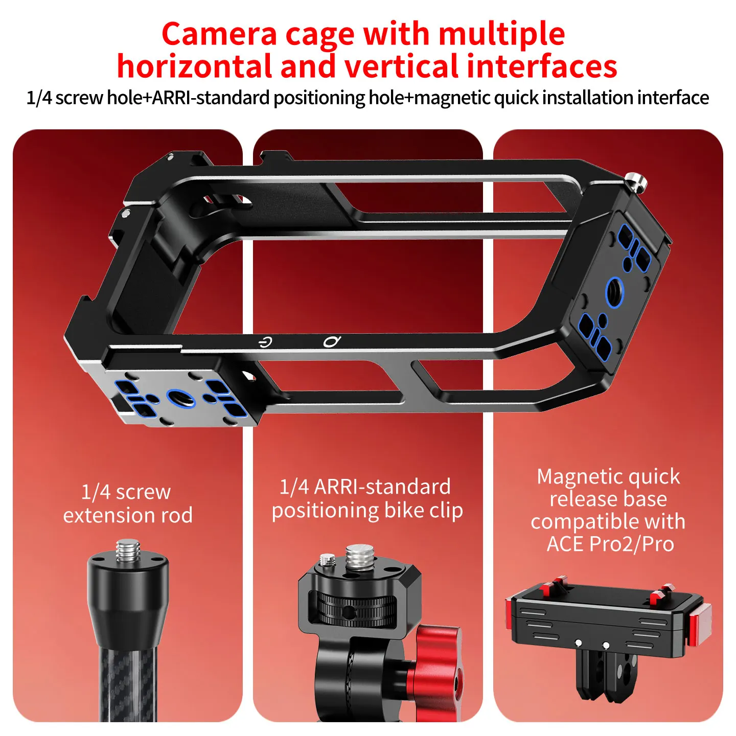 Kamerakäfig für Insta360 X4 Air 360 Kamera, drehbarer Stativadapter, Cold Shoe Halterung, Erweiterung, Lichthalterung, Selfie Stick Halterung – Detail 11