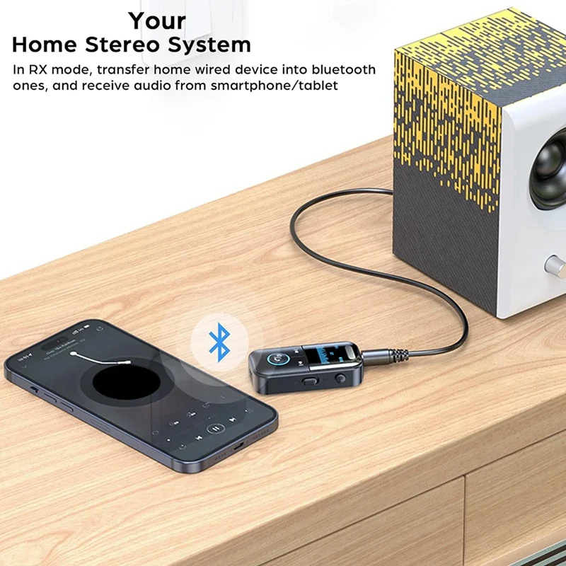 Bluetooth 5.4 Zender Ontvanger 2 In 1 Draagbare Draadloze 3.5Mm Jack AUX Audio Adapter Voor TV/PC/hoofdtelefoon/Auto Thuis