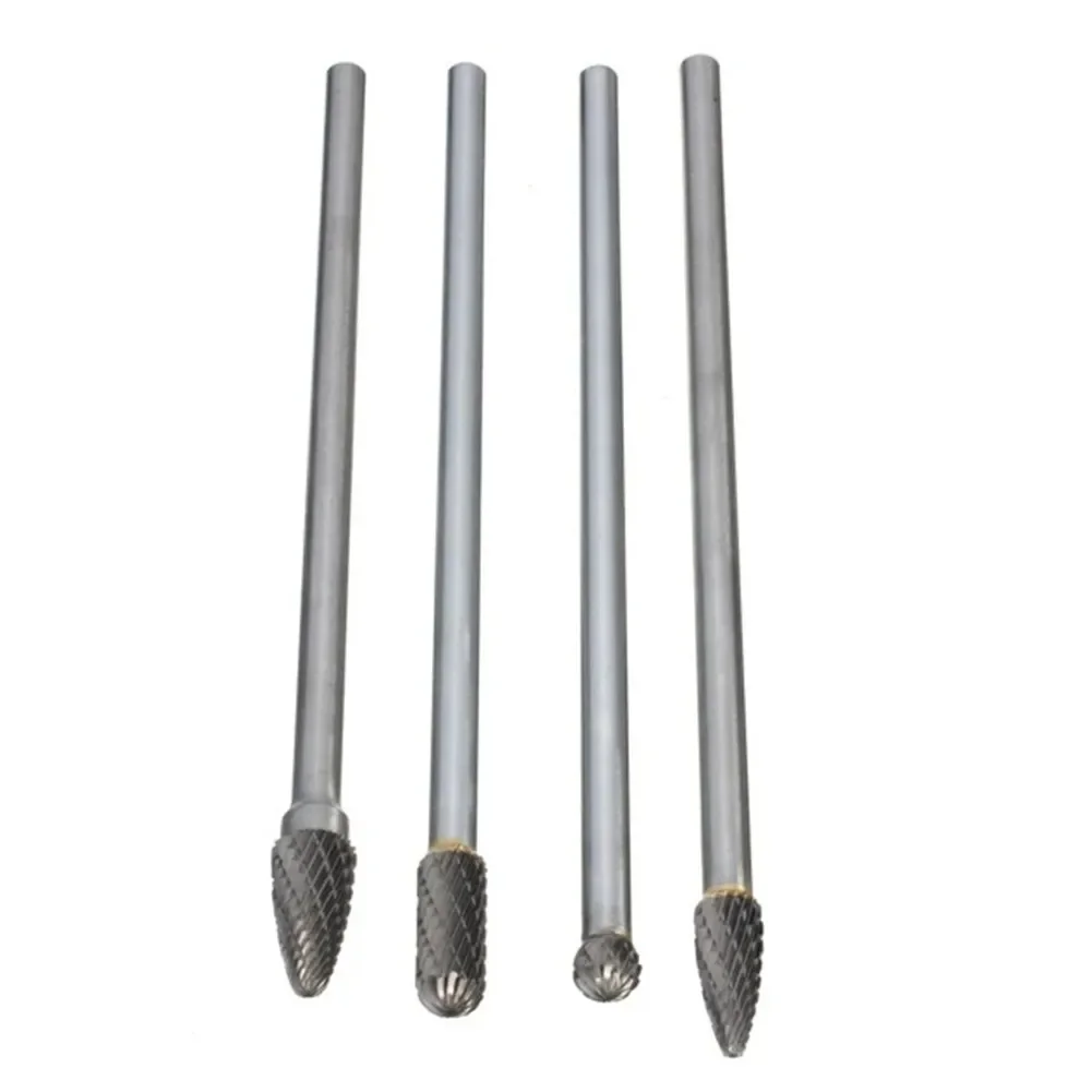 

4pc Rotary Burr 1/4 Inch 6mm Shank 150mm Long Carbide Cutter CNC Engraving Bit Shank Woodworking Carving Tools Fast Shipping