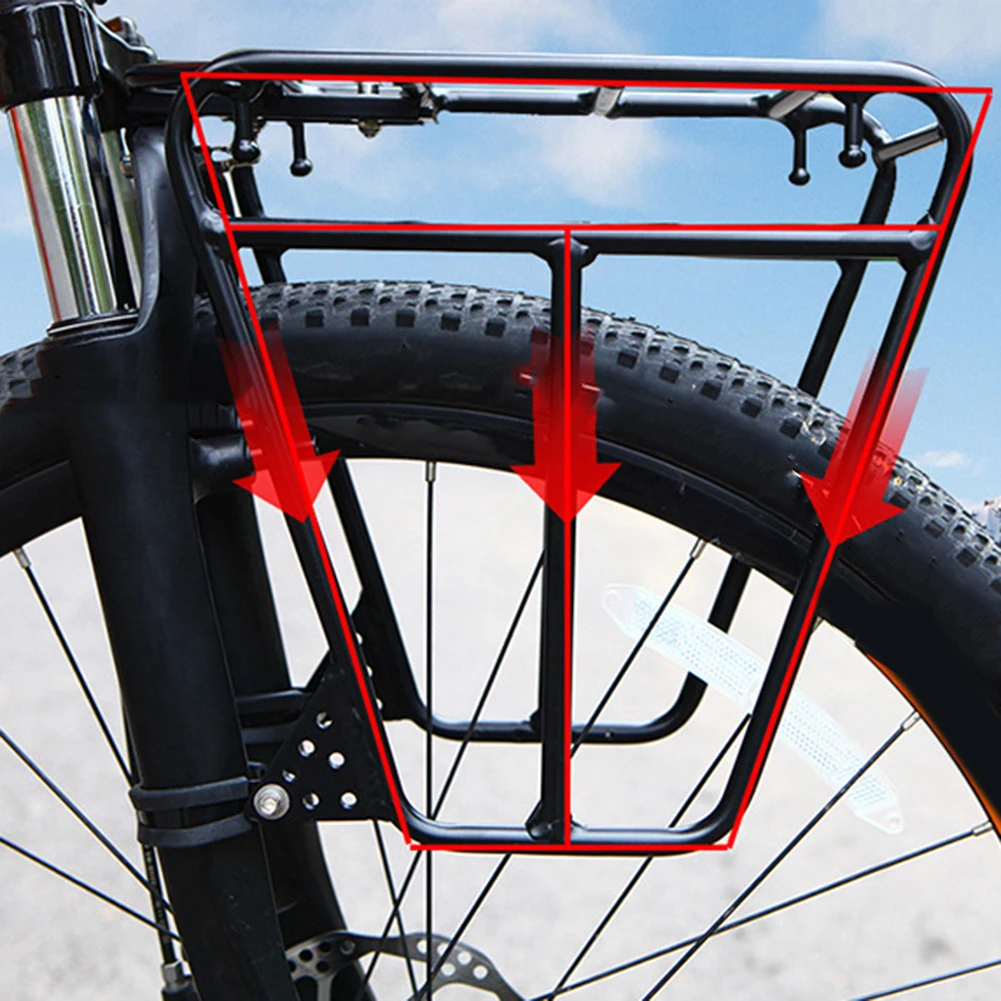 

Bicycle Frame Mountain Bike Front Rack Backpack Rack For Bike Commuting Complete Aluminum Alloy Hanging Bag Rack 30x28x14Cm