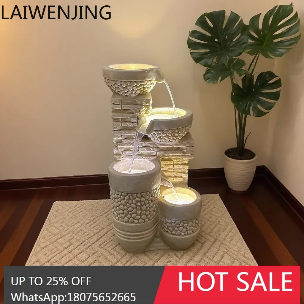 HLZ  European Style Fountain Flowing Water Floor Ornament Wealth-Attracting Garden Decoration Sandstone Water Feature