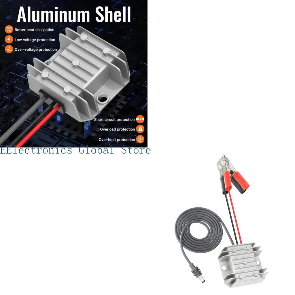 462B Battery Clamp Input 12V/24V to 30V Power Converter Module, Finned Metal Housing