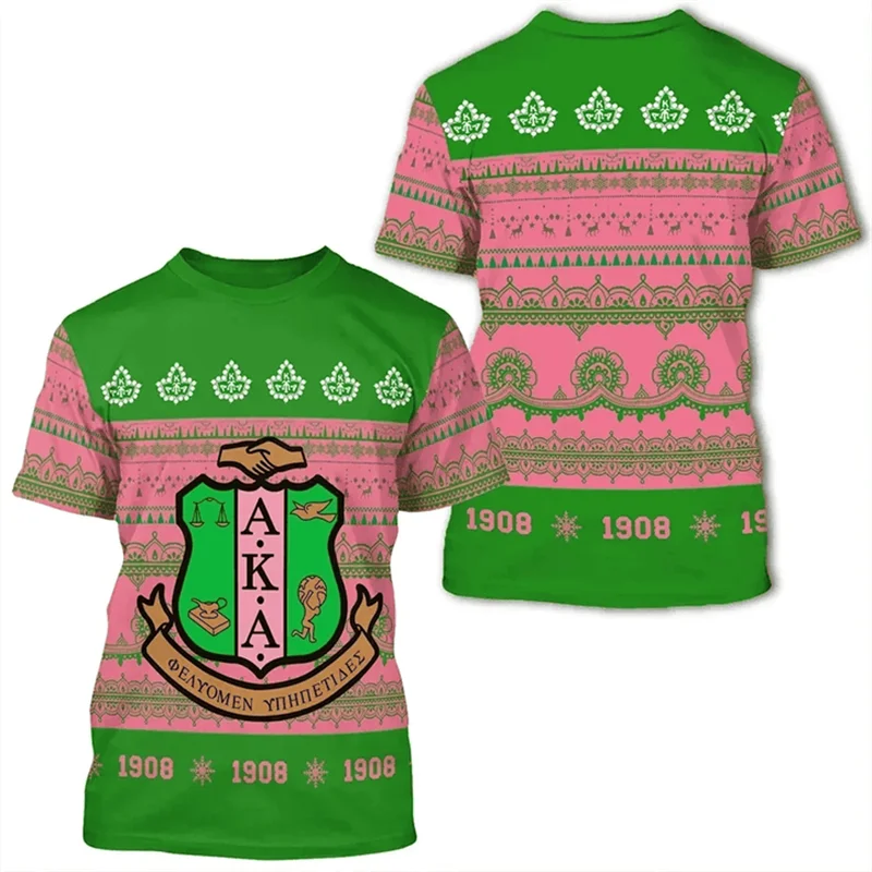 

AKA Sororities, летняя модная женская футболка с 3d принтом, топ с принтом Sorority, Harajuku, индивидуальная футболка большого размера с короткими рукавами Y2K