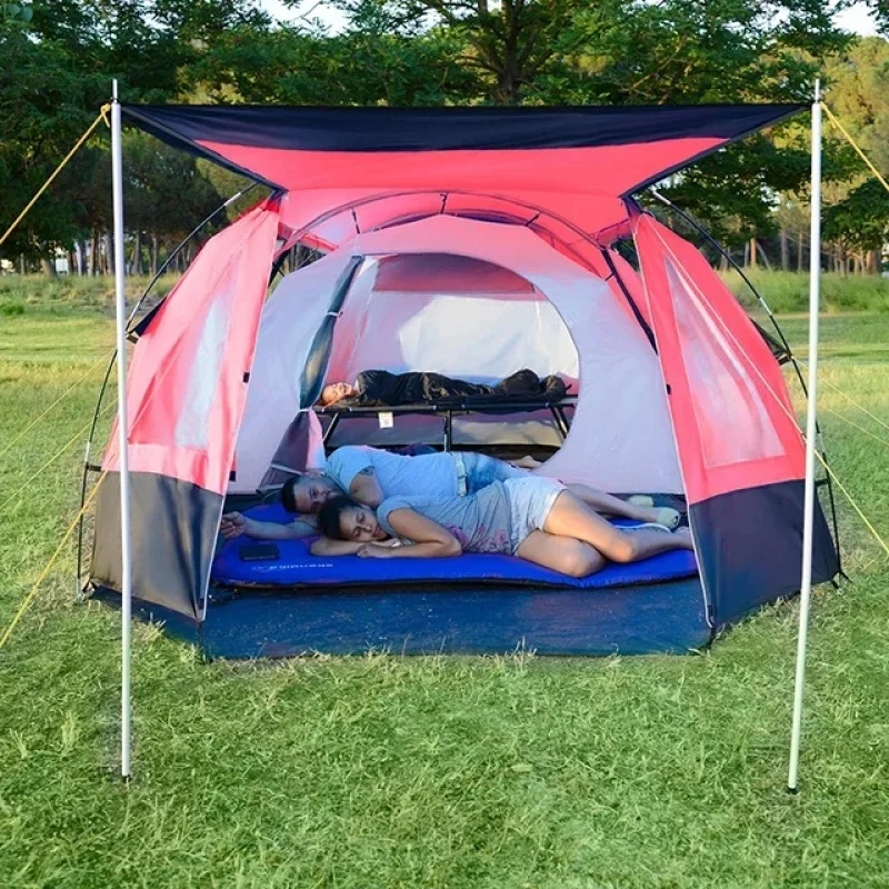 4 Person Family Tunnel Camping Tent, Large Outdoor Hiking Waterproof Shelter