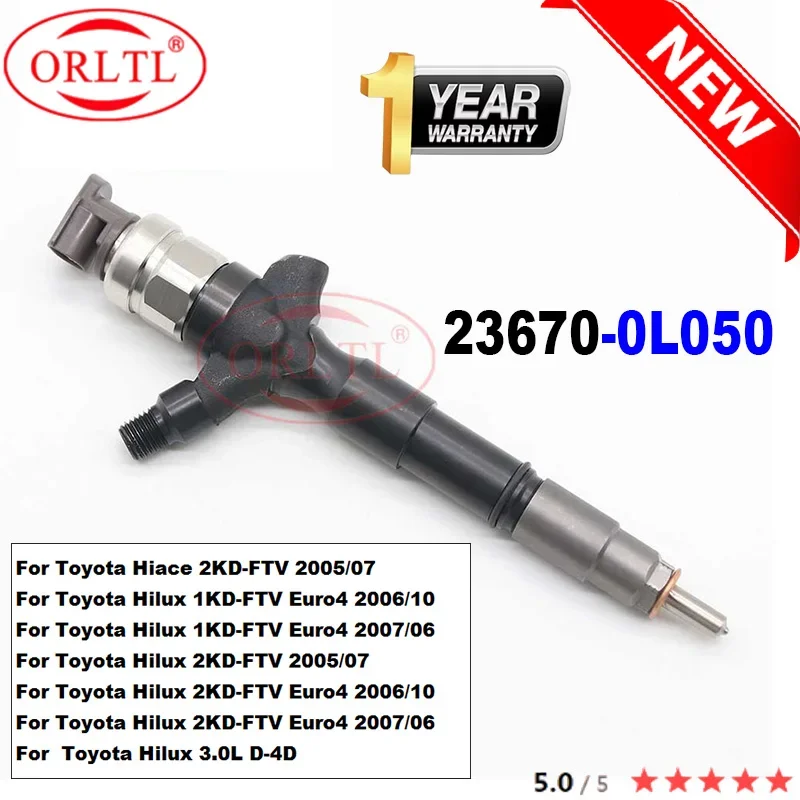 

Diesel Engine Injector 23670-0L050 Nozzle 236700L050 23670 0L050 For Toyota 1KD-FTV /2KD-FTV Hiace Hilux 095000-8290