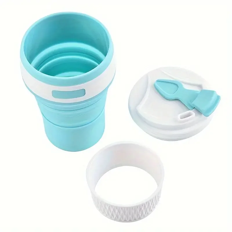 1pc, Travel Folding Water Cup, Silicone Mouthwash Cup, Sports Water Cup Tumbler Coffee Mug, Portable Retractable Thickened Non-s