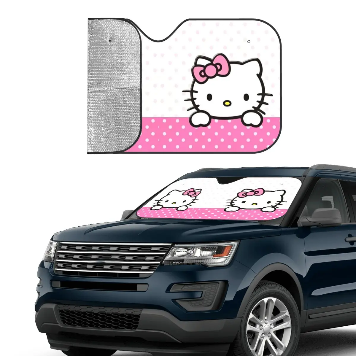 Hello Kitty Graphic Sunshade Windscreen Foldable Car Front Windshield 76x140cm Sun Visor Car-covers