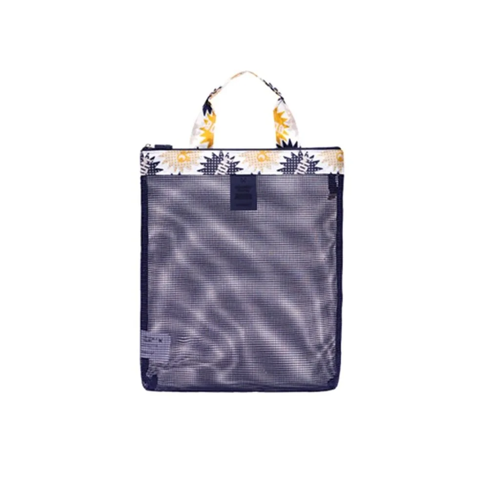 Fashion Mesh Storage Shower Bag Flower Transparent Beach Toilet Bag Large Capacity Multifunction Swim Bags Outdoor Suppleis