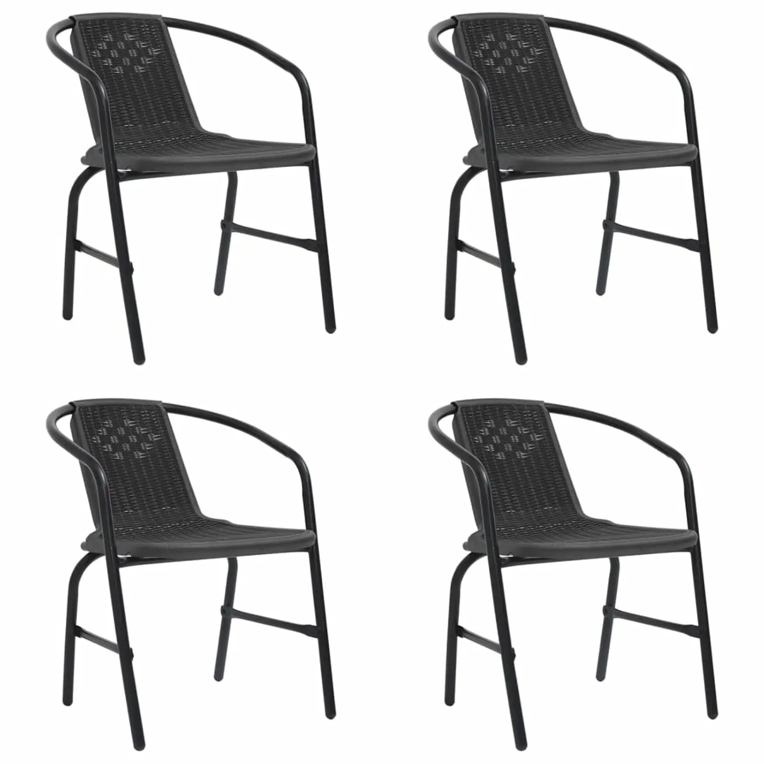 Outdoor Patio Chairs 4pcs Plastic Rattan & Steel 242.5lb, Customized