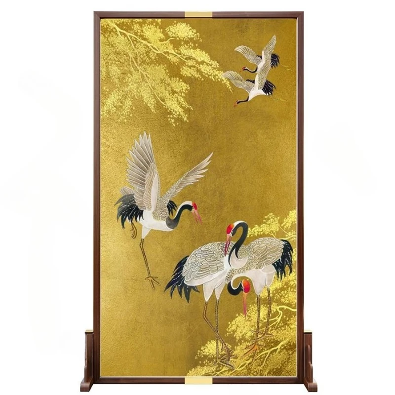 

Double-sided embroidery high-grade solid wood home screen partition living room movable blocking decoration