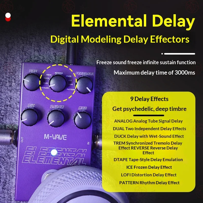 M Vave Guitar Effect Pedal Mini Universe Digital Reverb 9 Effects Modes Processor For Guitar Performance Practice view 3