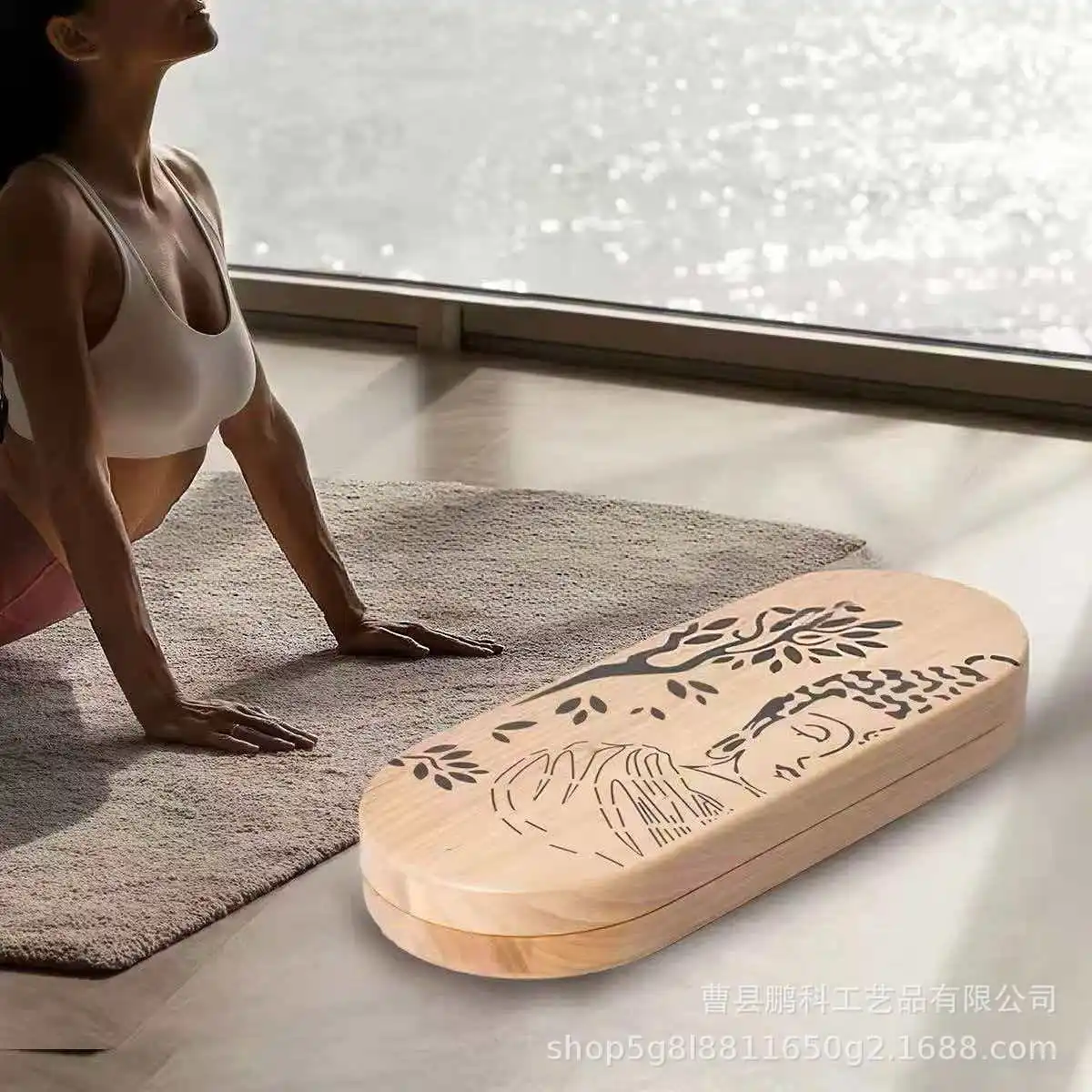 Cross-border yoga meditation foot pedal wooden zen acupuncture massage relaxation board footstep massage meditation foot pedal