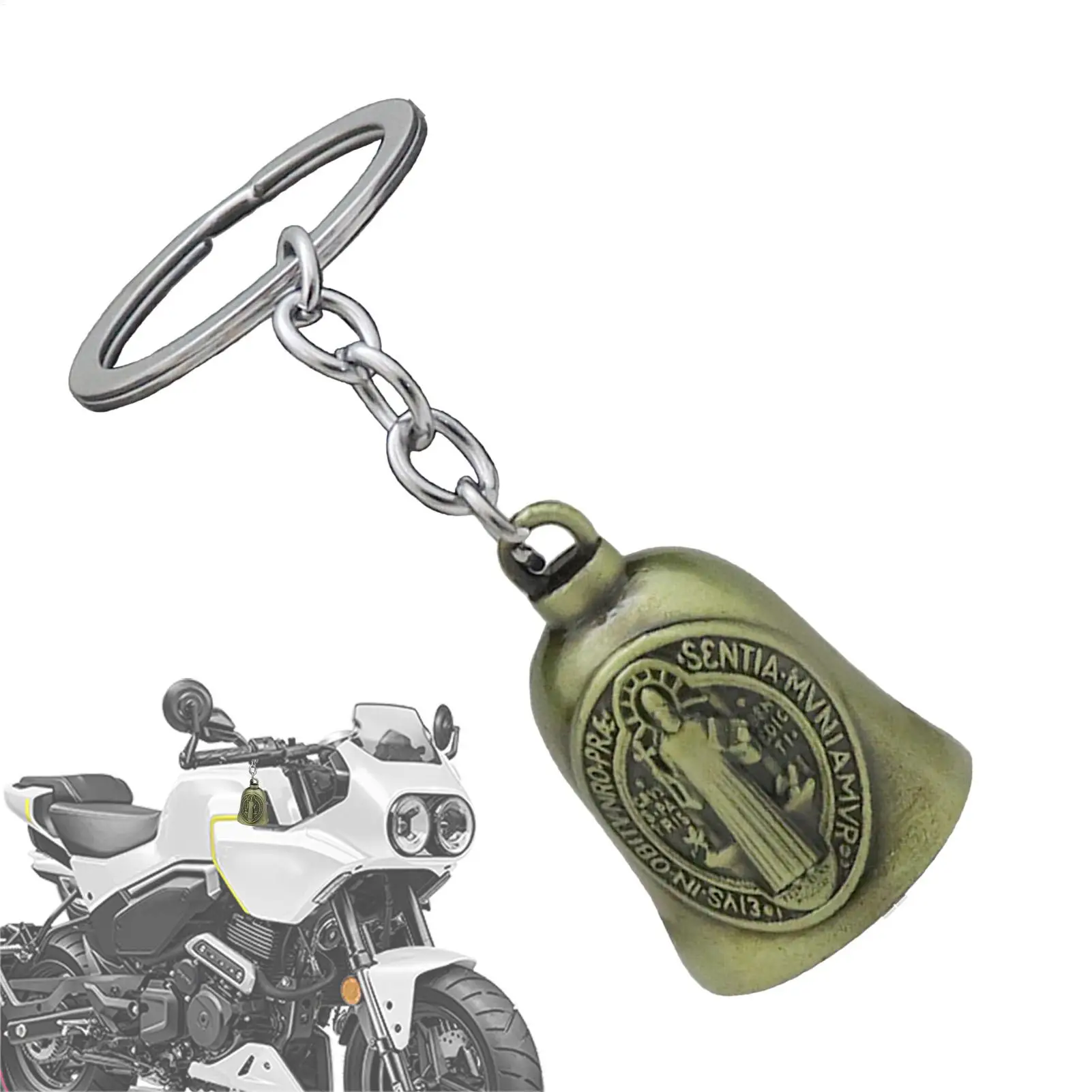 Motorcycle Good Luck Jesus Bell Creative Motorcycle Bell Accessories for Good Luck Retro Riding Luck Key Chain Bell