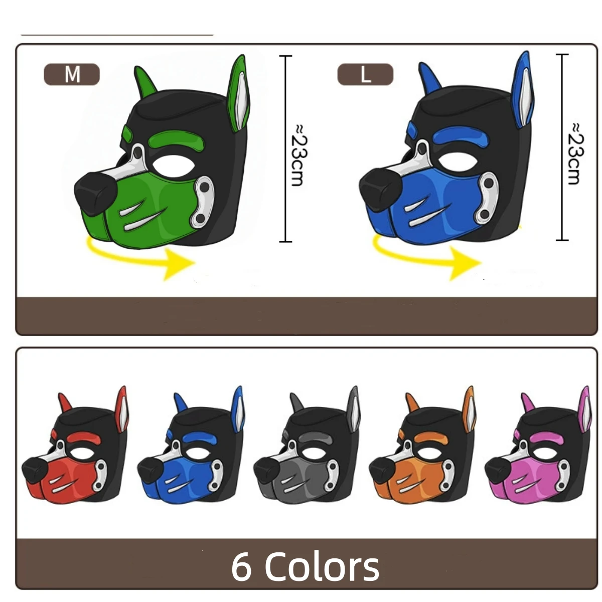 Unisex FullFace Dog Headgear Open Eyes Mouth Halloween Costume Sexy Fetish Mask with Hooded for Couples Game Party Play Props 5