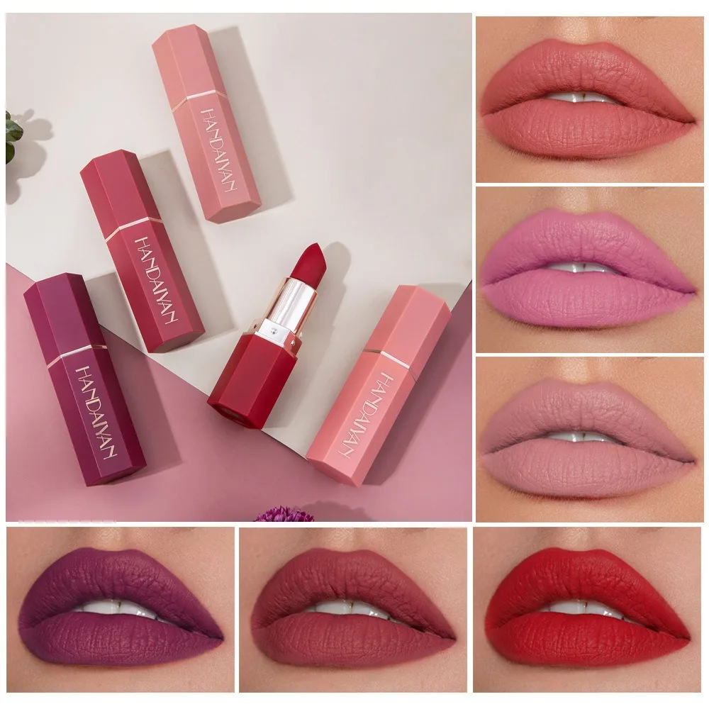 1 st 6 Kleuren Sexy Matte Lippenstift Waterdicht Langdurige non-stick Cup Lip Stick Liner Potlood Vrouw Make-Up lippen Cosmetica