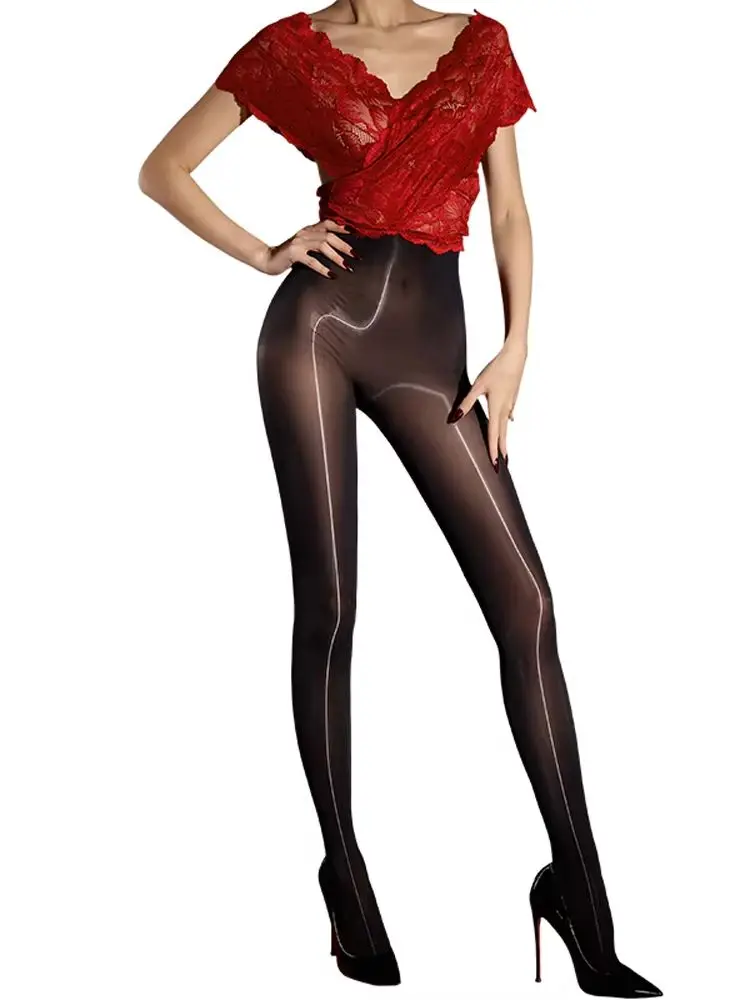Lace Patchwork Sleeveless Bodystocking Seamless Crotch Nylon Stocking Close Crotchless Bodysuit Tight Leotard Conjoined Jumpsuit