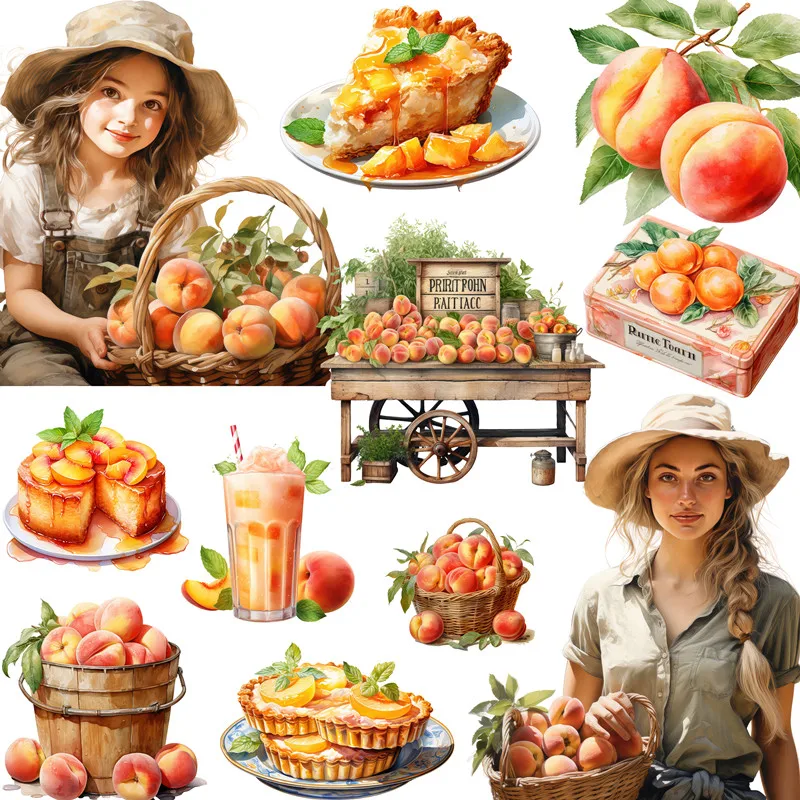 

12 шт./упаковка, декоративные персиковые наклейки для альбома