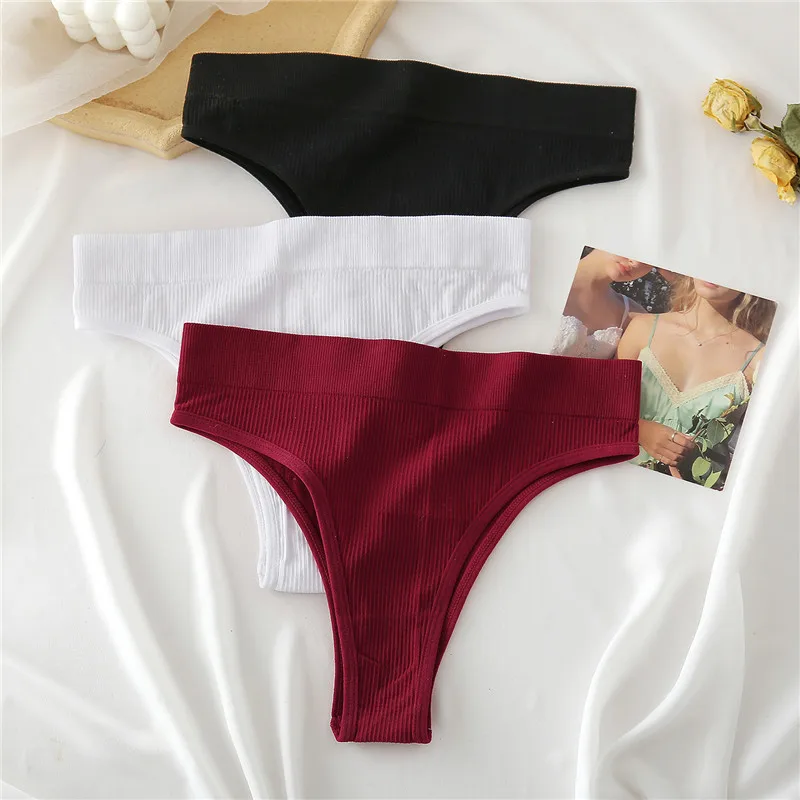 2PCS/Set Seamless Panties High Waisted Women\'s Underwear Comfortable Briefs Female Underpants Solid Thongs Intimate Lingerie