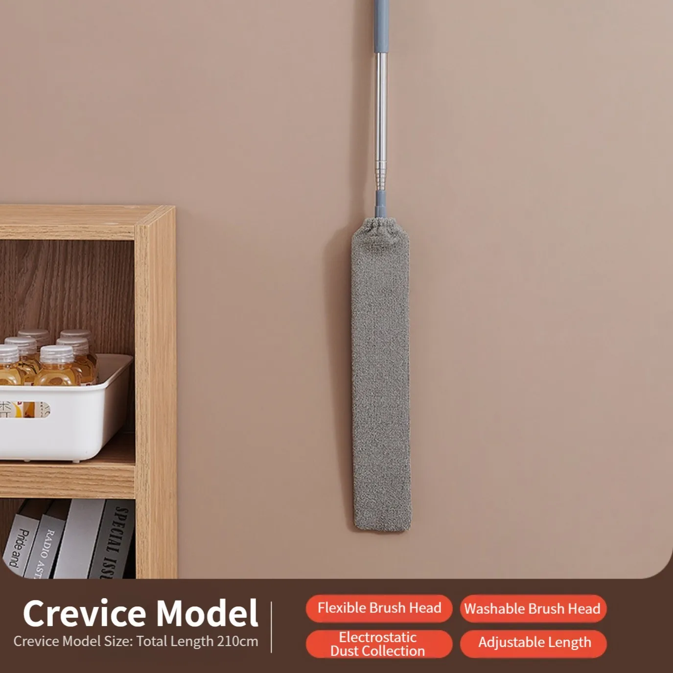 

Flexible Electrostatic Dust Duster with Telescopic Design and Washable Head for Convenient Reuse and Comprehensive Dust Removal