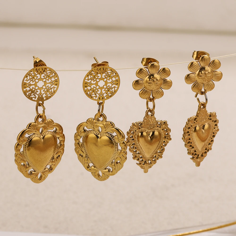 6pcs/lot Gold Color Stainless Steel Sun Flower Blank Earring Studs Base Pins With Earring Plug Ear Back for DIY Jewelry Making image 6