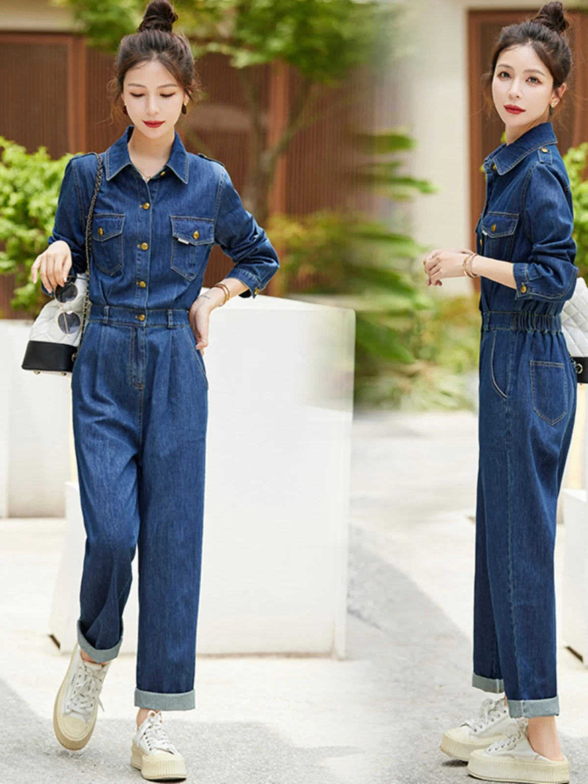 Slimming Slim Fit Denim Onesie for ort Women Spring Autumn New Sle Hong Kong Sle Loose Casual Pants Women's Clothing