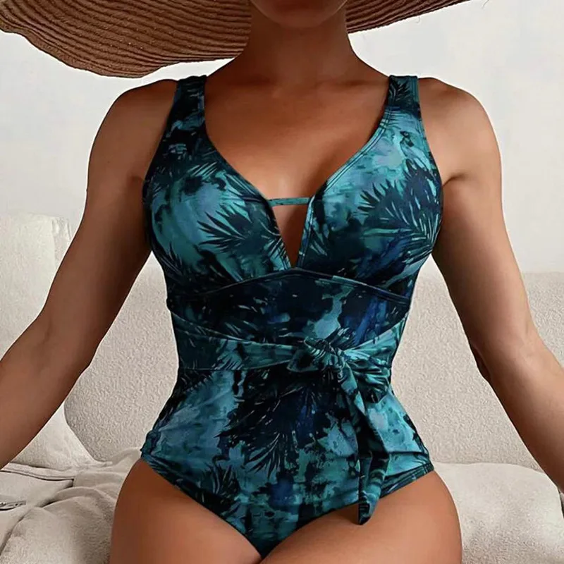 

Print Women One Piece Swimsuit Sexy Brazilian Swimwear Thong Push Up Monokini Summer U-back Bathing Suit Cut Out Bodysuit Female