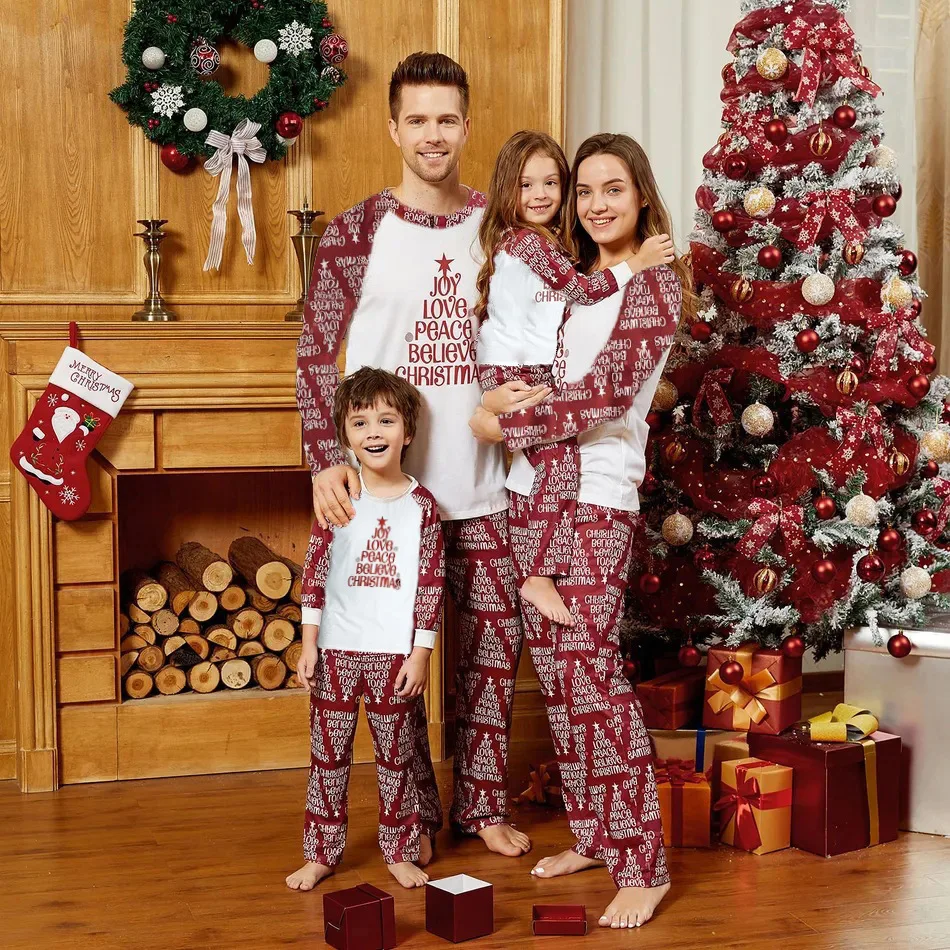 

2025 Family Christmas Pajamas Mother Father Kid baby Family Christmas Pajamas Loose 2 Pieces Suit Homewear Matching Clothing
