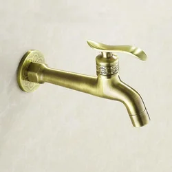 Long garden use Bibcock faucet tap crane Antique Brass Finish Bathroom Wall Mount Washing Machine Water Faucet Taps YT-5156