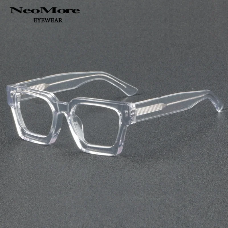 

Vintage Square Acetate Fiber Black Glasses Reading Square Frame Luxury Thick Glasses Office Mens Prescription Glasses Designer