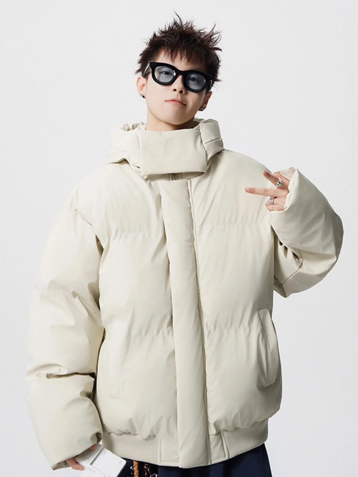 

Американская винтажная свободная мужская хлопковая куртка с высоким воротником, зимняя теплая короткая куртка-пуховик с наполнителем из полиэстера, повседневная одежда