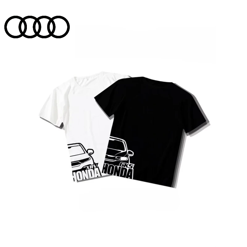 

2025 Summer New Model Is Suitable for Audi Car Silhouette Audi Car Periphery T-shirt Men and Women with The Same Short Sleeves