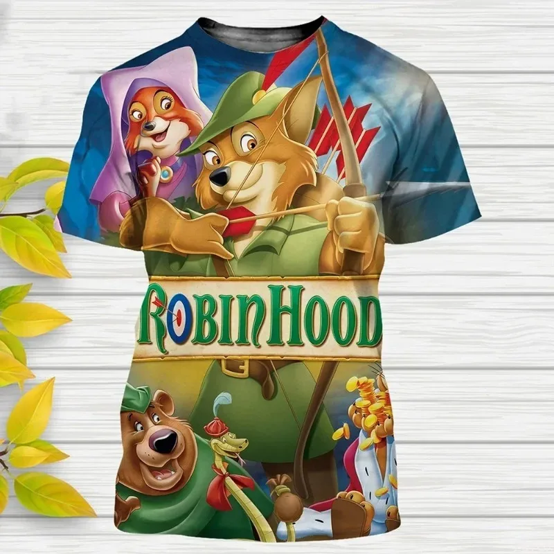 الصيف موضة الاتجاه الجديد للرجال والنساء الصيف تي شيرت روبن هود الكرتون أنيمي ثلاثية الأبعاد تي شيرت مطبوع #2