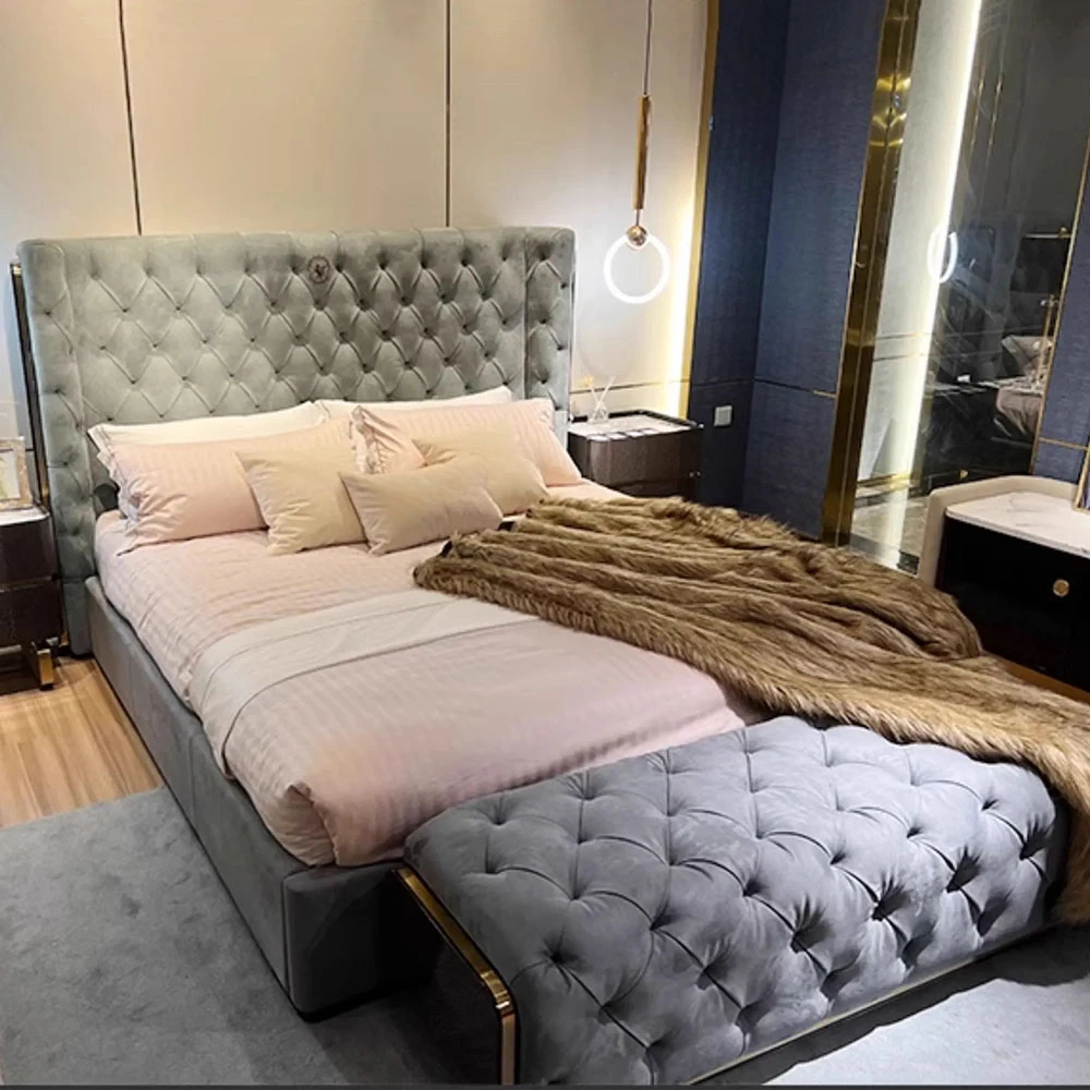 Marcos de cama minimalistas Queen, cama tapizada estética única Para dos personas, dormitorio francés, Camas Y Muebles Para Casa, Muebles Para el hogar