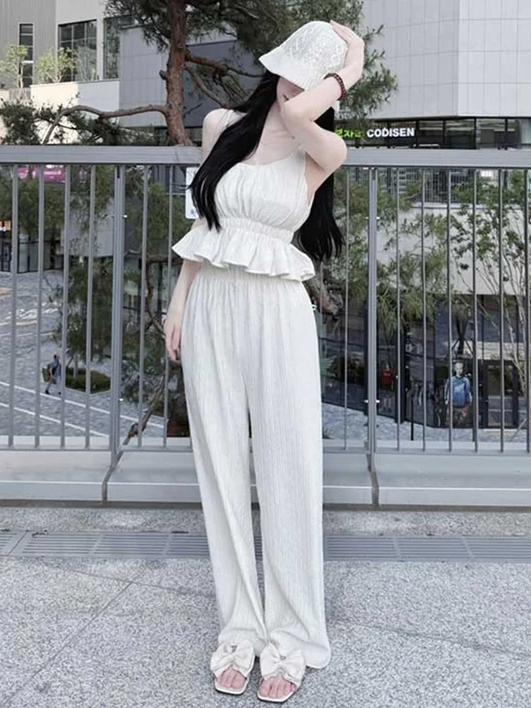Elegant Sexy Slimming Long Pants Set Women's High Waist Casual Outfit Two-Piece Suit Zilihua Brand Summer Fashion Collection