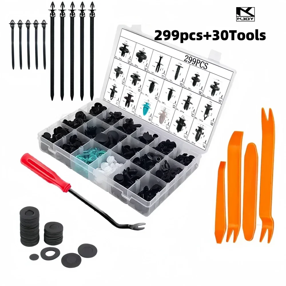 

299pcs18 Sizes For Car Body Push Pin Rivet Clips Fastener Moulding Trim Plastic Kit For Mercedes Benz BMW Citroen Honda Nissan