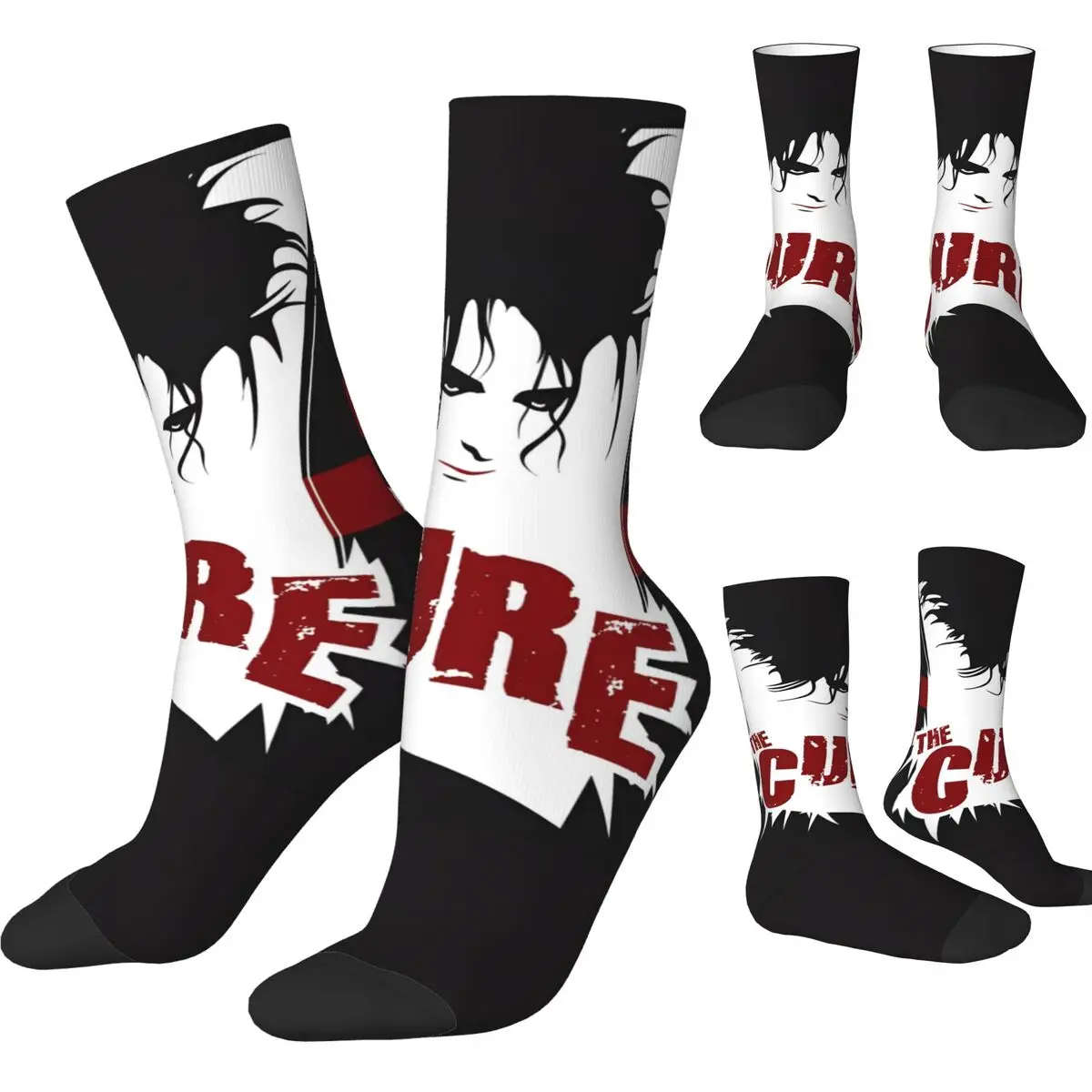 The Cures Robert Smith Stockings Design Fashion Socks Autumn Non-Slip Socks Adults Men Outdoor Sports Medium Soft Socks