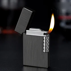 Retro Metal Windproof Bright Ping Sound Butane Gas Inflatable Lighters Grinding Wheel Flint Cigarette Lighter Men Smoker Gadget