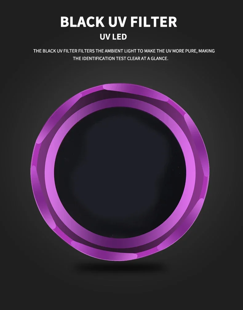 Фонарик с УФ-лампой, нм, USB-C