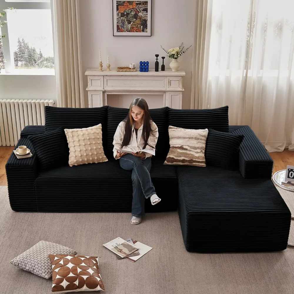 

Секционный диван Cloud 107 дюймов с L-образным шезлонгом, современный модульный удобный диван-шезлонг, вельветовые диваны с обивкой, спальное место z