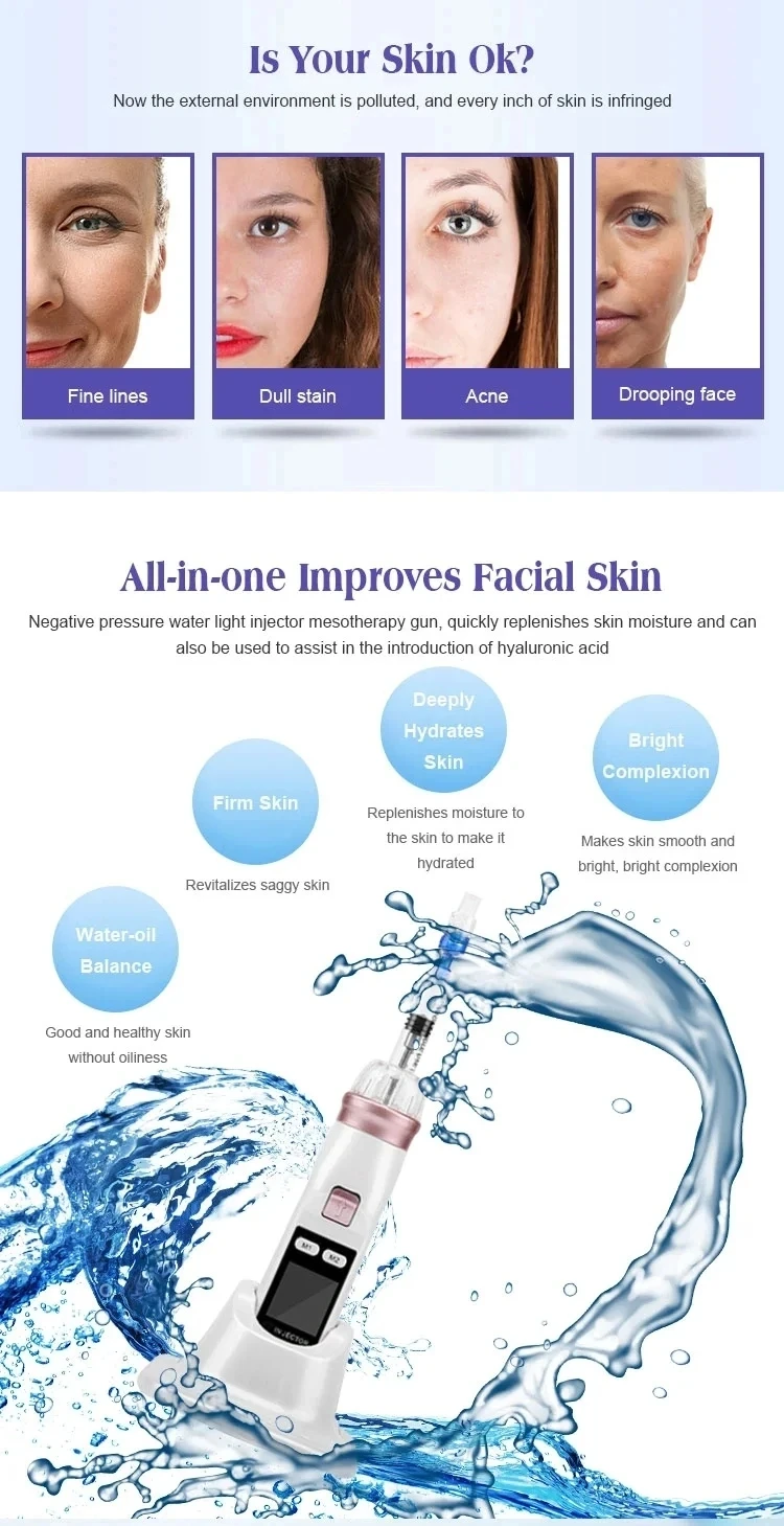 

Korea EZ Negative Pressure Meso Gun Hydrolifting Injector Kit with 5pin Needle Filter Tube Syringe Portable Mesotherapy Device f