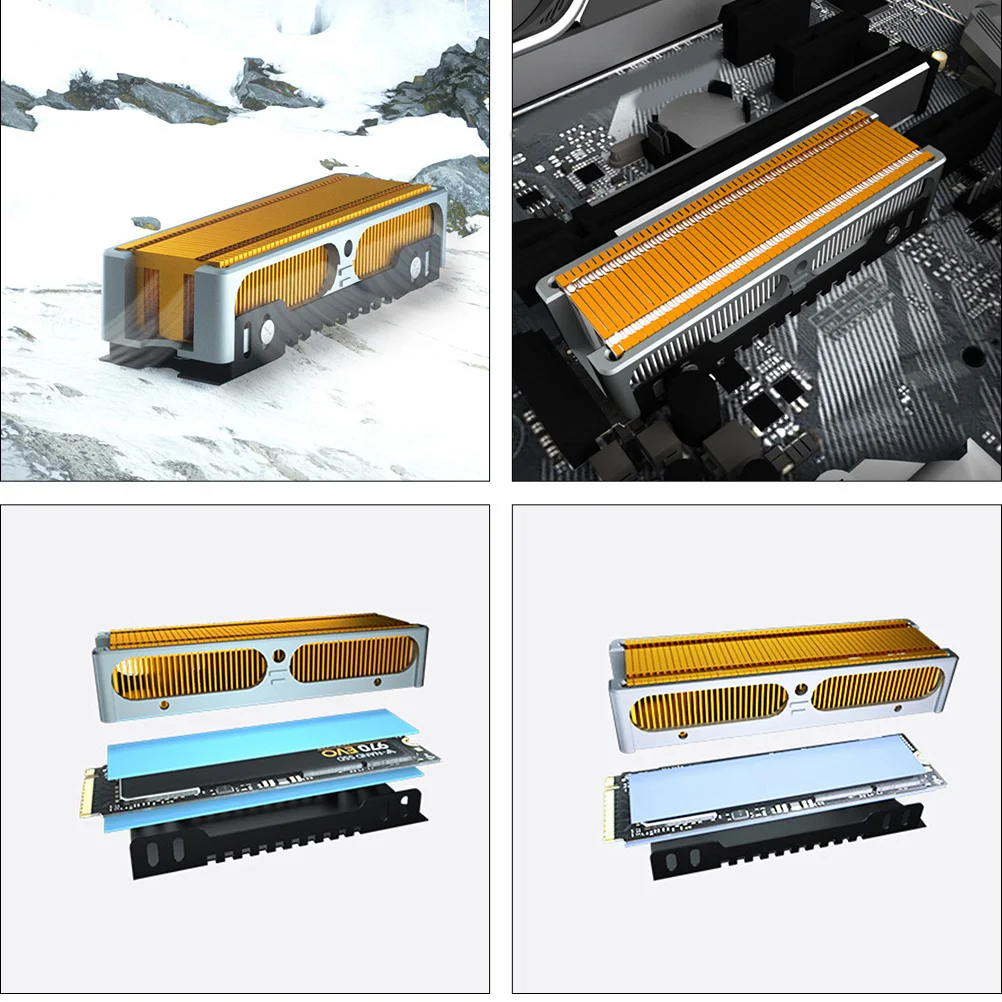 1 قطعة SSD بالوعة الحرارة سبائك الألومنيوم والنحاس يميل دليل الرياح مشعاع عالي الكفاءة للحالة الصلبة واحدة أو مزدوجة الجوانب